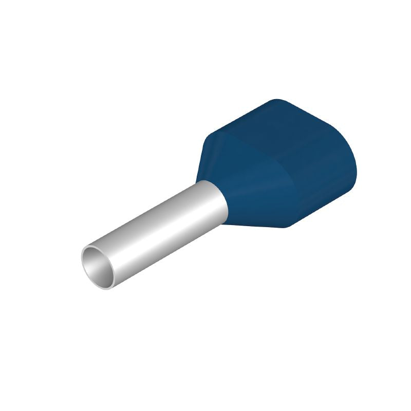 9037500000 - Blue 2.5mm² Twin Wire Ferrule, 19mm Length, 8mm Collar  (Pack of 500)
