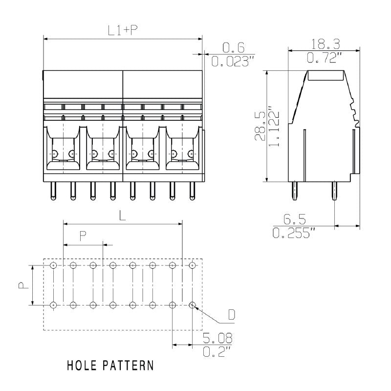1883450000 - 10.16mm PCB Terminal with 8 Poles, 3.2mm Solder Length  (Pack of 20)
