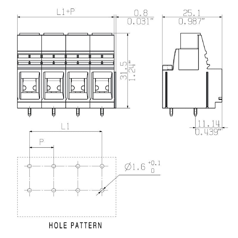 2014410000 - 10.16mm 9-Pole PCB Terminal, 90° Connection, Pebble Grey  (Pack of 20)