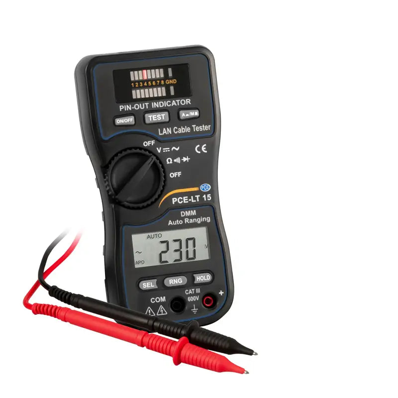 PCE-LT 15 - Versatile Network Cable Tester & Multimeter with LED Display