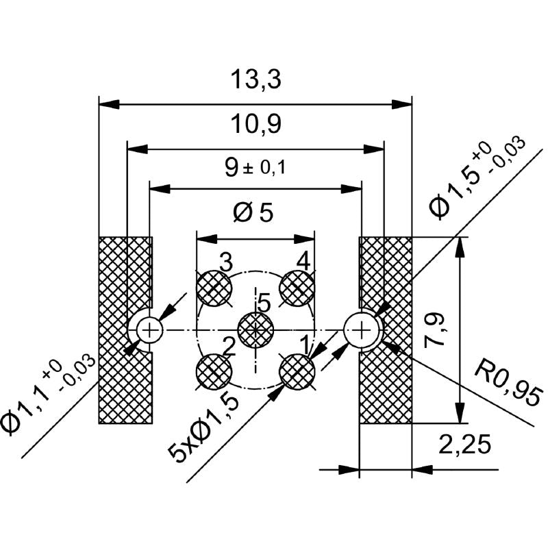 2423050000 - 5-Pole PCB Connector, Nickel-Plated, Rated 250V, 4A  (Pack of 25)
