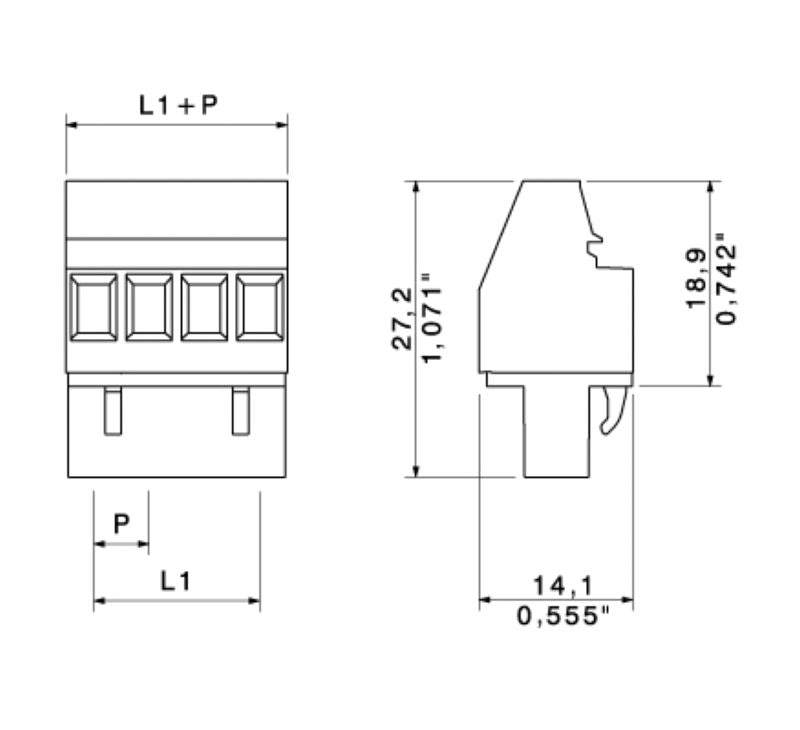 1462270000 - 5mm Pitch Female PCB Connector with 6 Poles and 90° Angle  (Pack of 60)