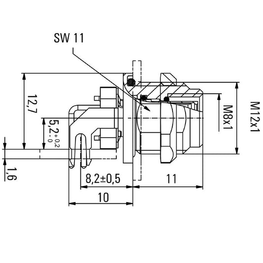 2424360000 - M8 Connector Plug with 4 Poles and M12 Mounting Thread  (Pack of 10)