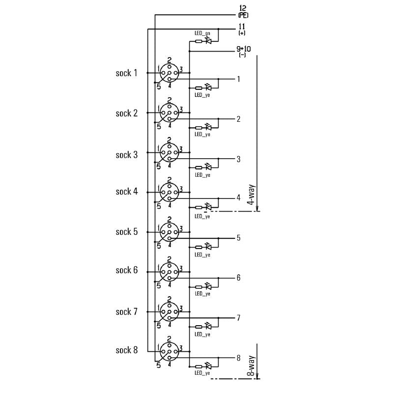 1847920000 - M23 12-Pole Connector, 34.3mm, PNP, RoHS & UL Certified