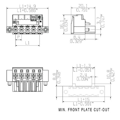 1955710000 - 11-Pole 5.00mm Female PCB Connector, 180° Clamping Design  (Pack of 24)