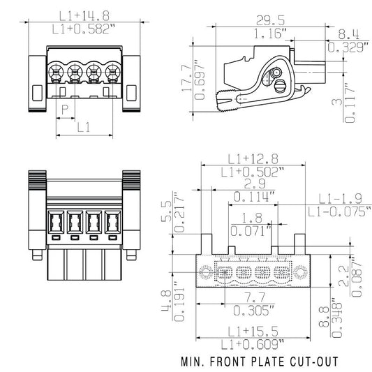 1961150000 - Female PCB Connector, 5mm Pitch, 6 Poles, 90° Angle  (Pack of 42)