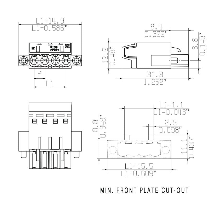 1131140000 - 5.08mm PCB 3-Pole Connector with 180° Top Entry  (Pack of 72)