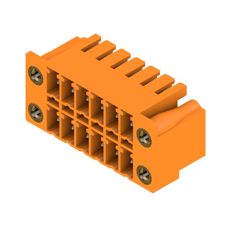 1041000000 - 3.81mm 12-Pole Orange PCB Connector with Flange  (Pack of 50)