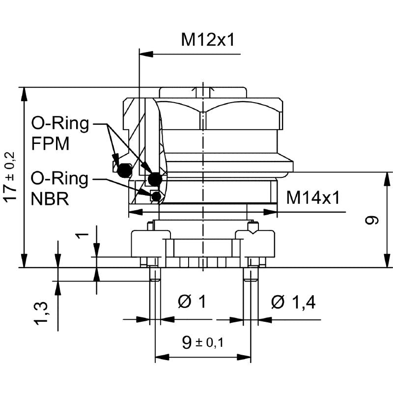 2422300000 - M12 PCB Connector, 4 Poles, RoHS Compliant, -30 to 80 °C  (Pack of 25)
