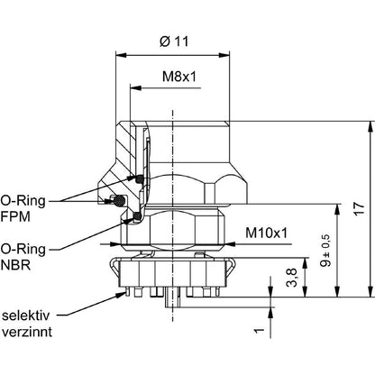 2422710000 - M8 8-Pole Connector with M10 Thread, RoHS Compliant  (Pack of 25)