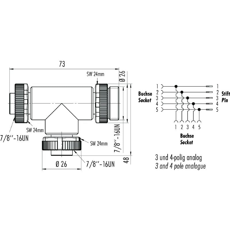 1413920000 - 7/8" Compact Y Connector for Plug-In Connections