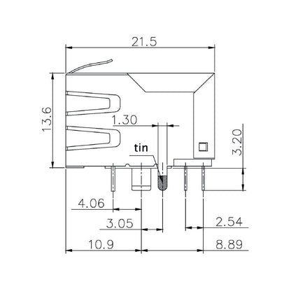 2562870000 - 12-Pole PCB Modular Jack with 90° Elbow Connector  (Pack of 200)