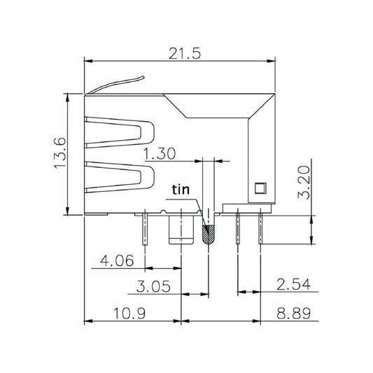 2562870000 - 12-Pole PCB Modular Jack with 90° Elbow Connector  (Pack of 200)