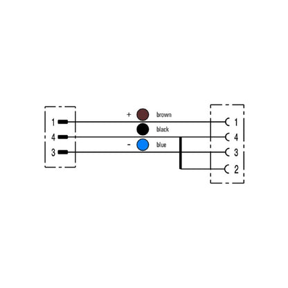 9457890200 - 2m M12 Sensor Connector Line, 3 Poles, Angled Design