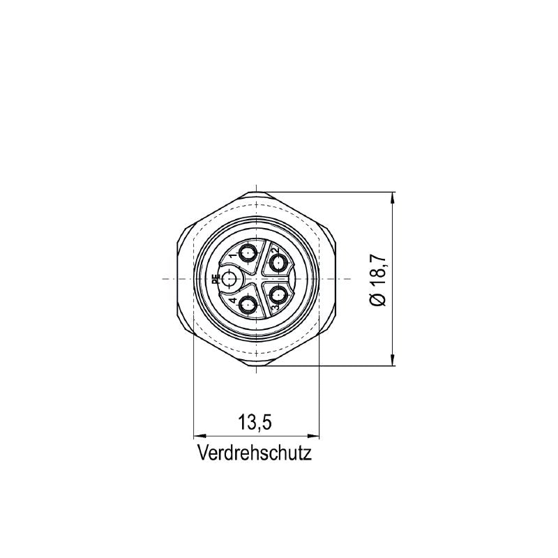2968040000 - M12 Female Socket Connector, 0.2m Length, 5 Poles, M16 Thread