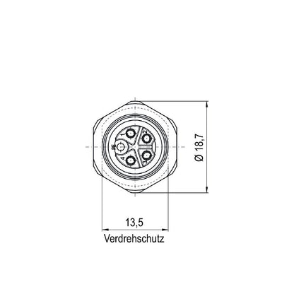 2968040000 - M12 Female Socket Connector, 0.2m Length, 5 Poles, M16 Thread
