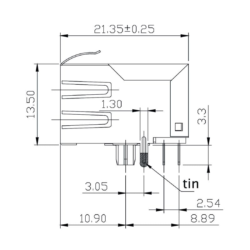 2564420000 - Durable 10-Pole 90° RJ45 Transformer Jack for PCB Connections  (Pack of 120)
