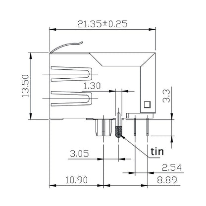 2564420000 - Durable 10-Pole 90° RJ45 Transformer Jack for PCB Connections  (Pack of 120)