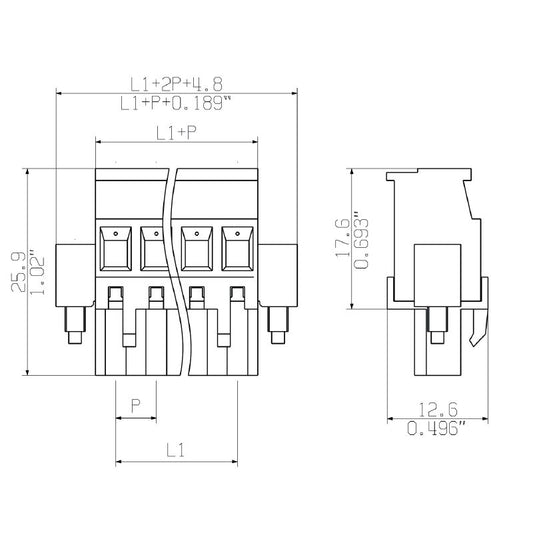 2644600000 - 5mm Pitch Pale Green Connector, 630V Rated, Clamping Mechanism  (Pack of 30)