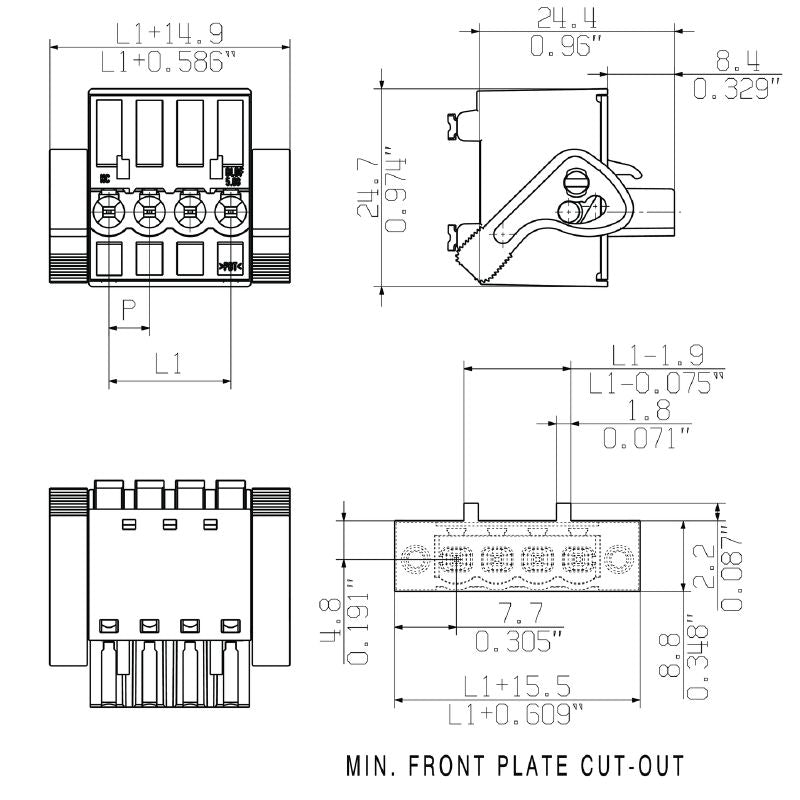 1001100000 - UL Certified 5.08mm 4-Pole Female Connector, 18.5A  (Pack of 40)