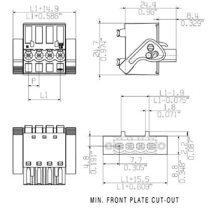 1001100000 - UL Certified 5.08mm 4-Pole Female Connector, 18.5A  (Pack of 40)