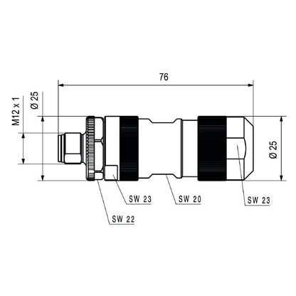 2703510000 - M12 Field Attachable Connector, IP67, 8-13 mm Cable Diameter