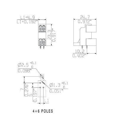 1255060000 - 3.50mm 6-Pole Black PCB Connector with 90° Elbow  (Pack of 50)