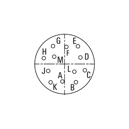 1259010150 - 1.5m M16 Connector Socket with 12 Poles, Angled Design