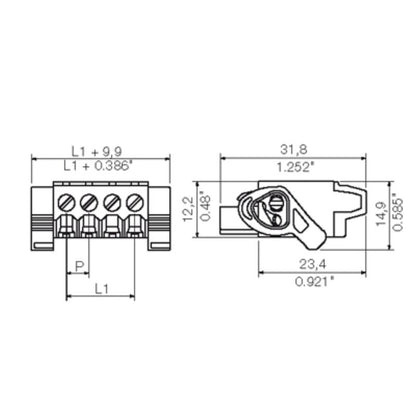 1890120000 - 5.08mm PCB Female Connector with 15 Poles, 180° Top Connection  (Pack of 18)