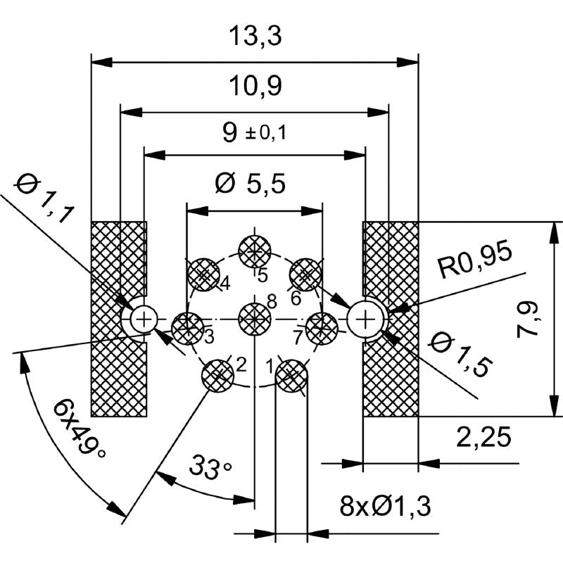 2423350000 - Durable M14 Connector with 8 Poles and Nickel-Plated Finish  (Pack of 25)
