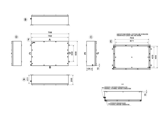 2698080000 - Stainless Steel Terminal Box 760mm x 500mm with Multi Hinge