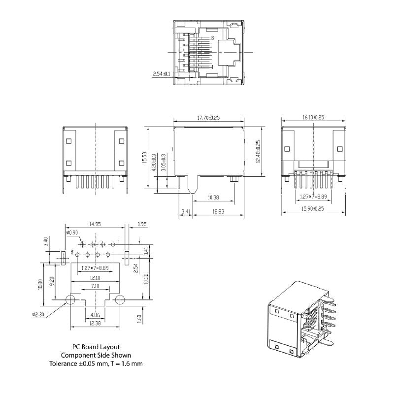 2715550000 - Compact RJ45 Modular Jack for Cat 5 Applications  (Pack of 70)