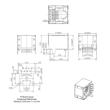 2715550000 - Compact RJ45 Modular Jack for Cat 5 Applications  (Pack of 70)