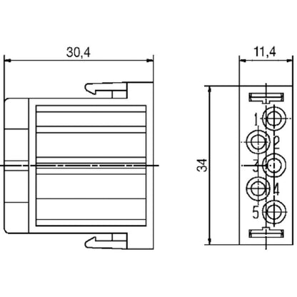 1758380000 - Heavy-Duty 5-Pole Connector, 34mm Depth, 20A Rated  (Pack of 10)