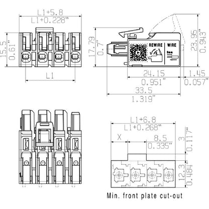 8000078355 - 7.50mm PCB Connector with 4 Poles and SNAP IN Connection  (Pack of 66)