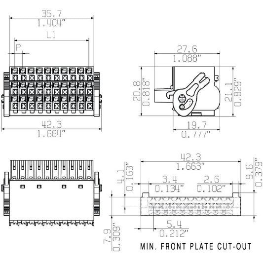 1000590000 - 30-Pole 180° Female PCB Connector with PUSH IN Method  (Pack of 20)