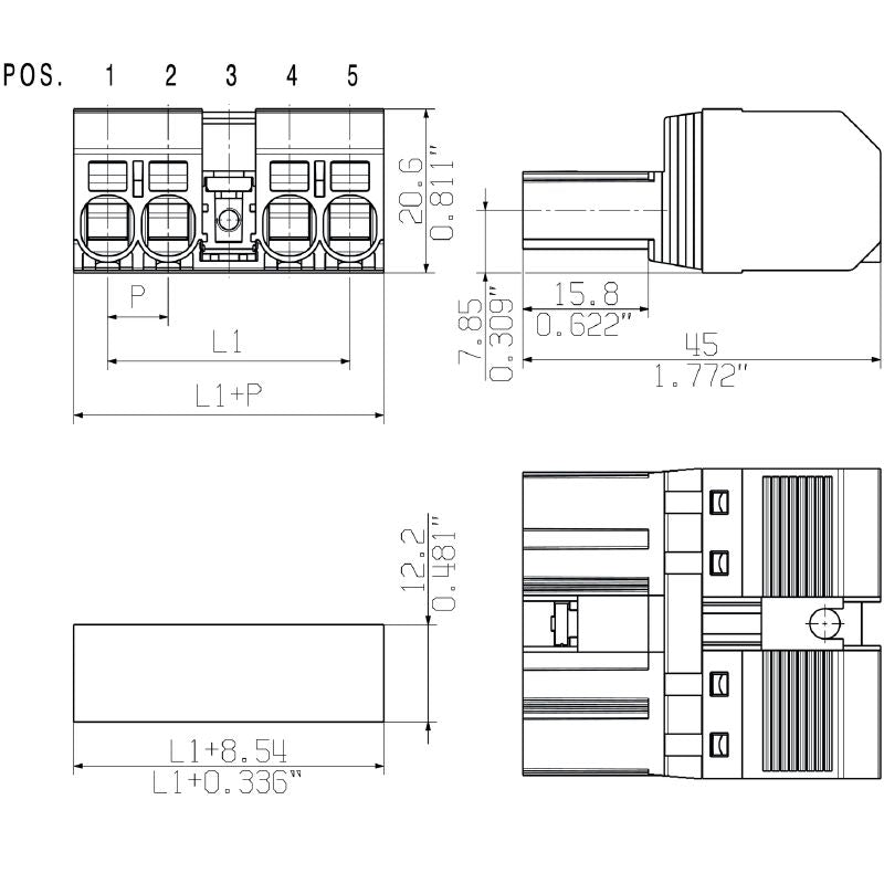 1061070000 - 7.62mm 5-Pole PCB Connector with PUSH IN Design  (Pack of 30)