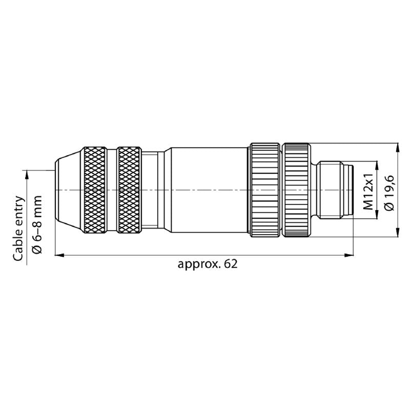 1892120000 - M12 Field Attachable Connector, IP67, 0.14-0.75mm²
