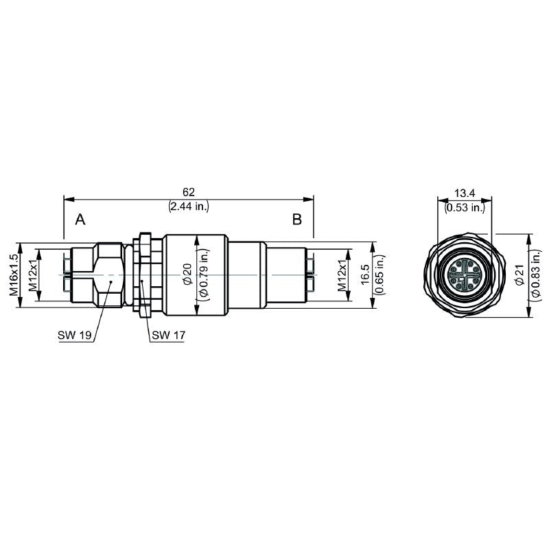 2731010000 - M12 X-Coded Coupling, IP67, Brass, Cat.6A Compliant