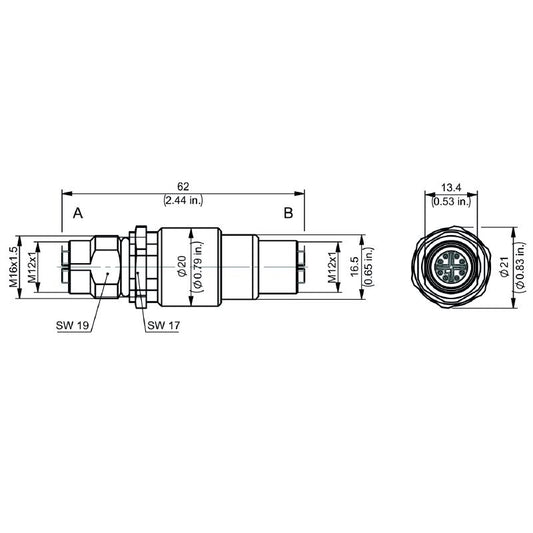 2731010000 - M12 X-Coded Coupling, IP67, Brass, Cat.6A Compliant