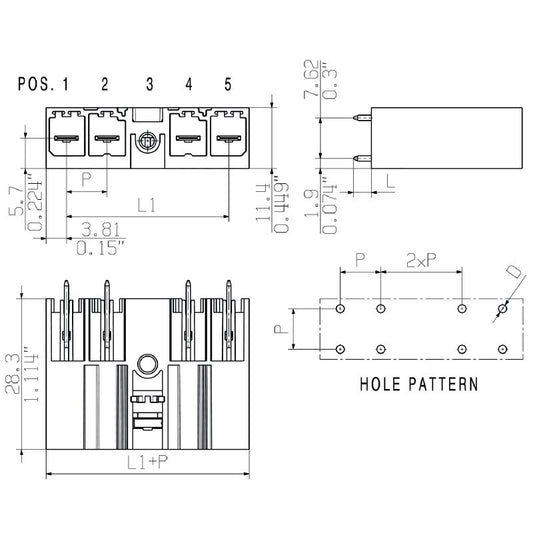 1543230000 - 7.62mm Male Header PCB Connector, 6 Poles, 180° Angle  (Pack of 30)
