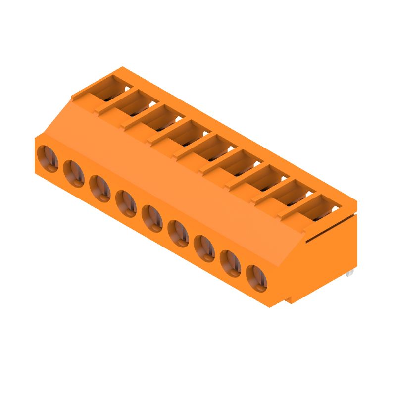 2431980000 - 9-Pole PCB Terminals, 180° Angle, 3.2mm Solder Pins, Orange  (Pack of 36)