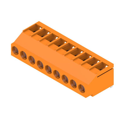 2431980000 - 9-Pole PCB Terminals, 180° Angle, 3.2mm Solder Pins, Orange  (Pack of 36)