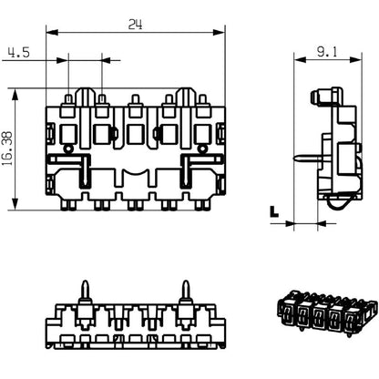 1155870000 - 5-Pole PCB Connector with 3.2mm Pins, Gold-Plated Finish  (Pack of 78)