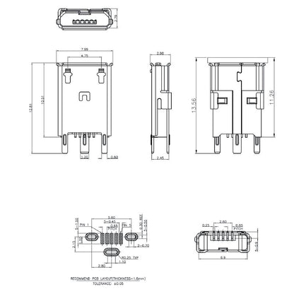 2762070000 - 480 Mbps USB 2.0 PCB Connector with 180° Elbow Design  (Pack of 2000)