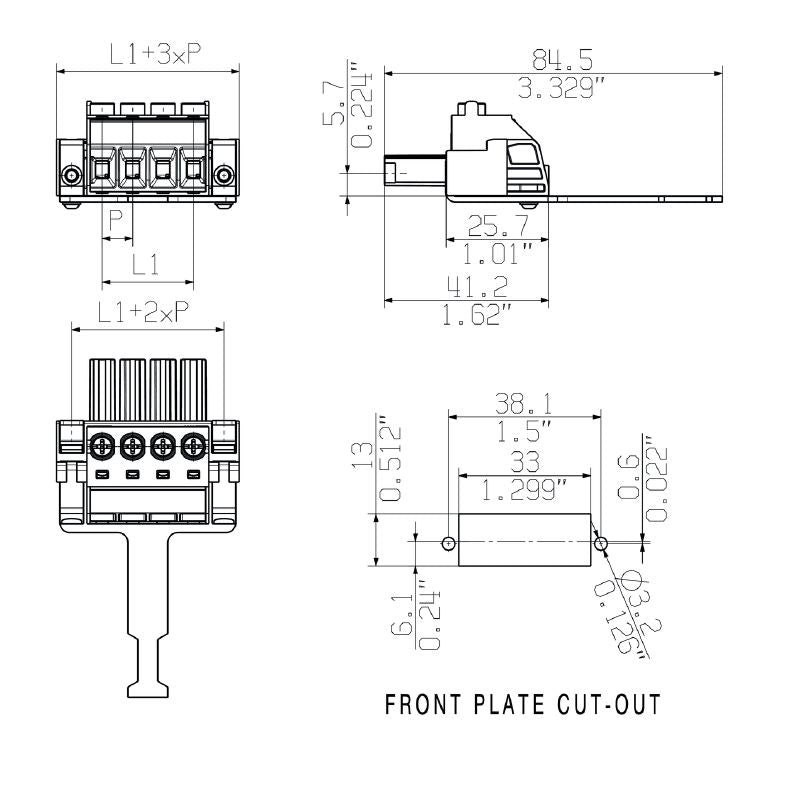 1933410000 - 7.62mm Female PCB Connector with 6 Poles and 180° Outlet  (Pack of 25)