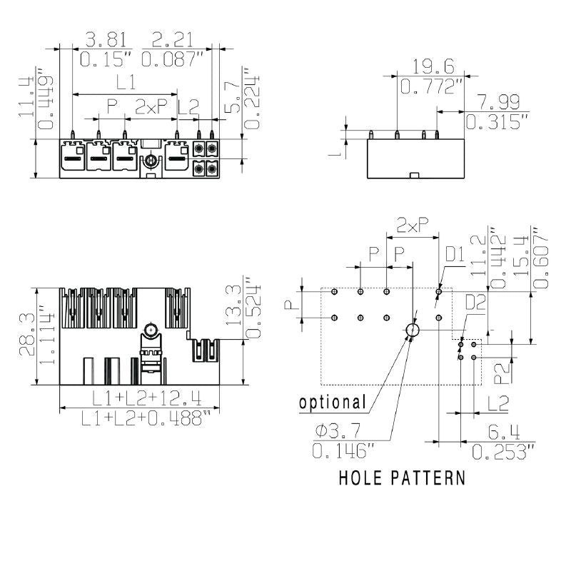 2529650000 - 7.62mm PCB Connector with 4 Poles and Elbow Design  (Pack of 30)