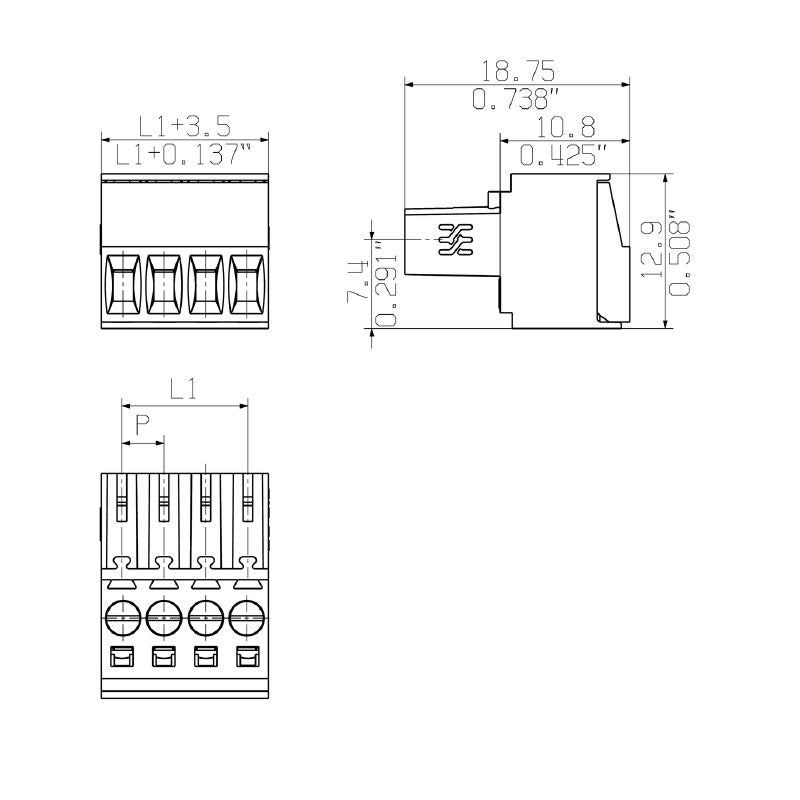 1248960000 - 3.50mm Pitch Female PCB Connector, 8 Poles, 180° Angle  (Pack of 66)
