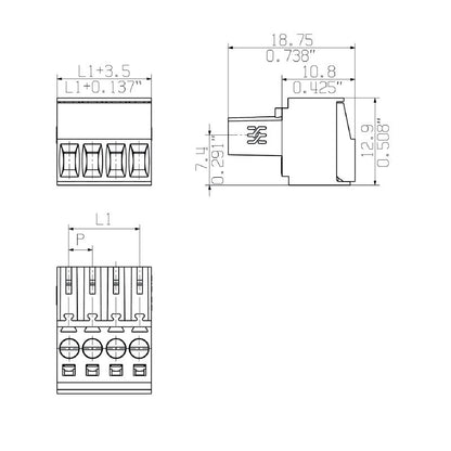 1248960000 - 3.50mm Pitch Female PCB Connector, 8 Poles, 180° Angle  (Pack of 66)