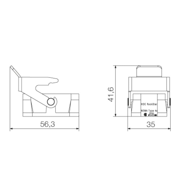 1003050000 - IP65 Zinc Diecast Bulkhead Housing with Side-Locking Clamp